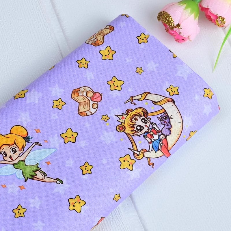 Textile And Sewing Materials - Sailor Moon Stars Cartoon Girls 100