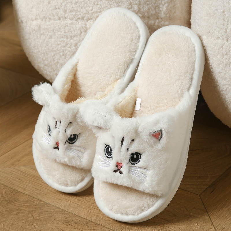 Sewing Fabric - Cute Cat Plush Flip Flops For