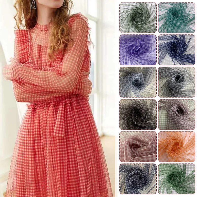 90x150cm Check Mesh Fabric Tra - Sewing Batik Fabric 评论和价格