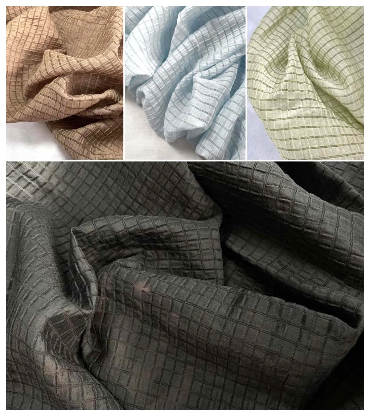Cream Yellow Checkered Fabric  - Textile And Sewing Materials 评论和价格