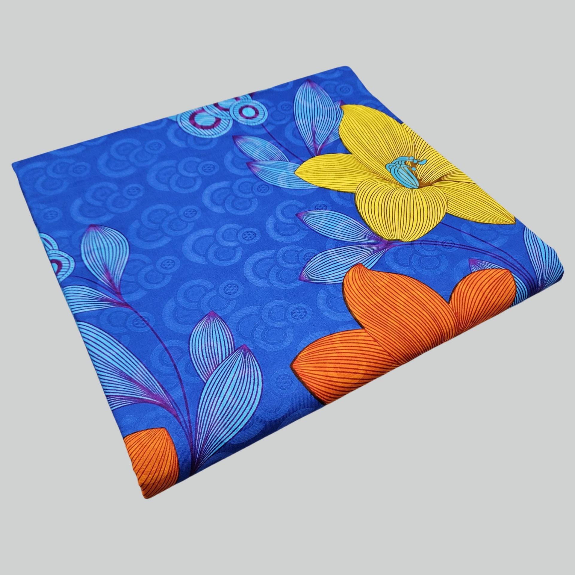 Floral Printed on Purple Blue  - Sewing Batik Fabric 评论和价格