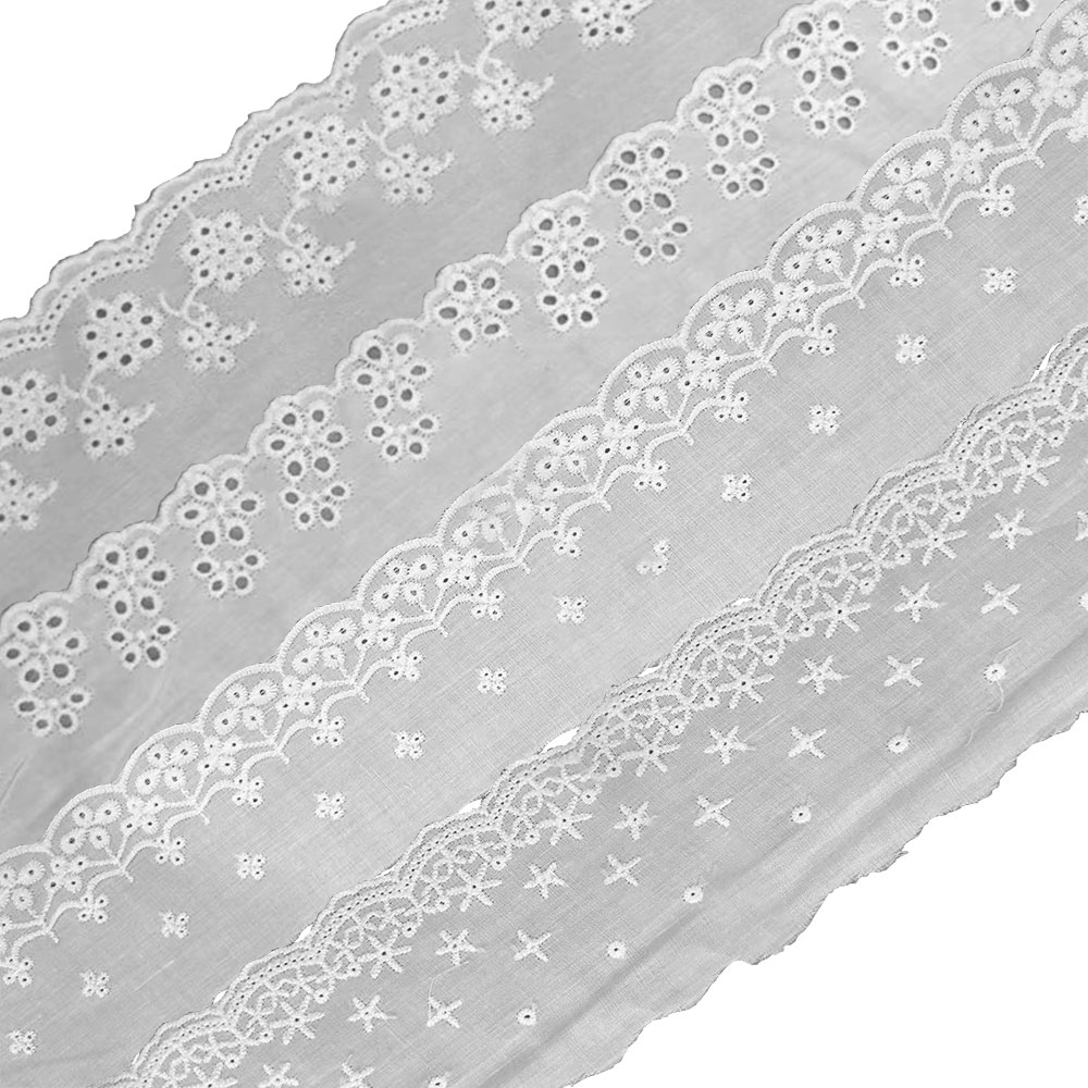 Embroidery White Lace Fabric C - Sewing Eyelet Fabric 评论和价格