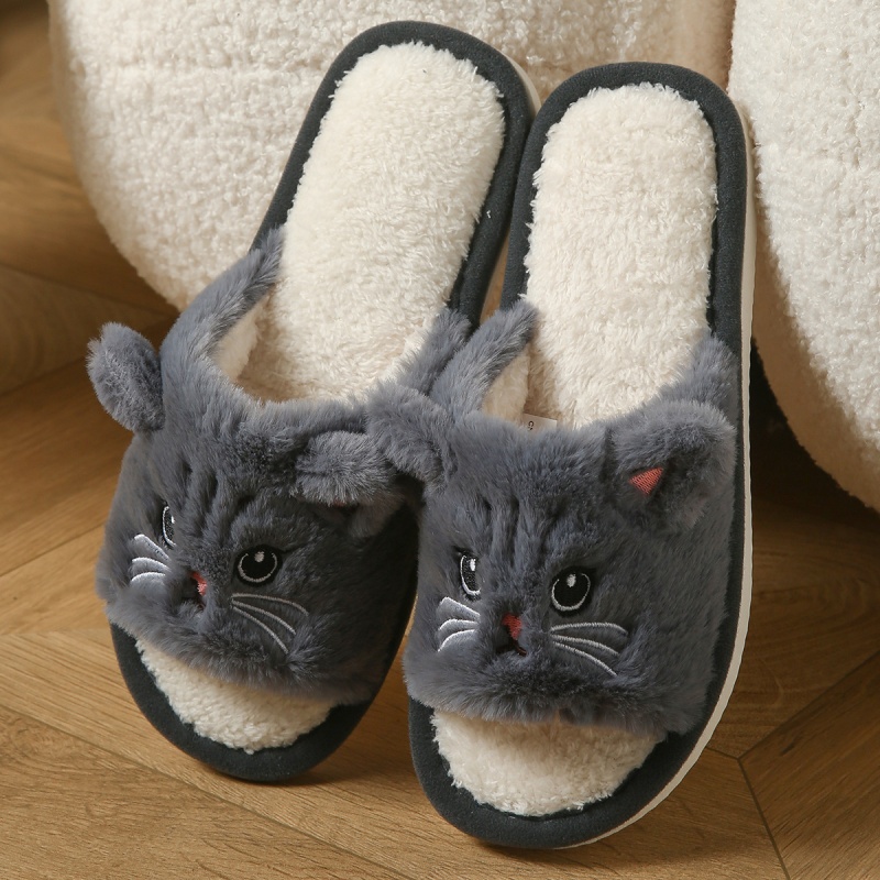 Cute Cat Plush Flip Flops For  - Sewing Fabric 评论和价格