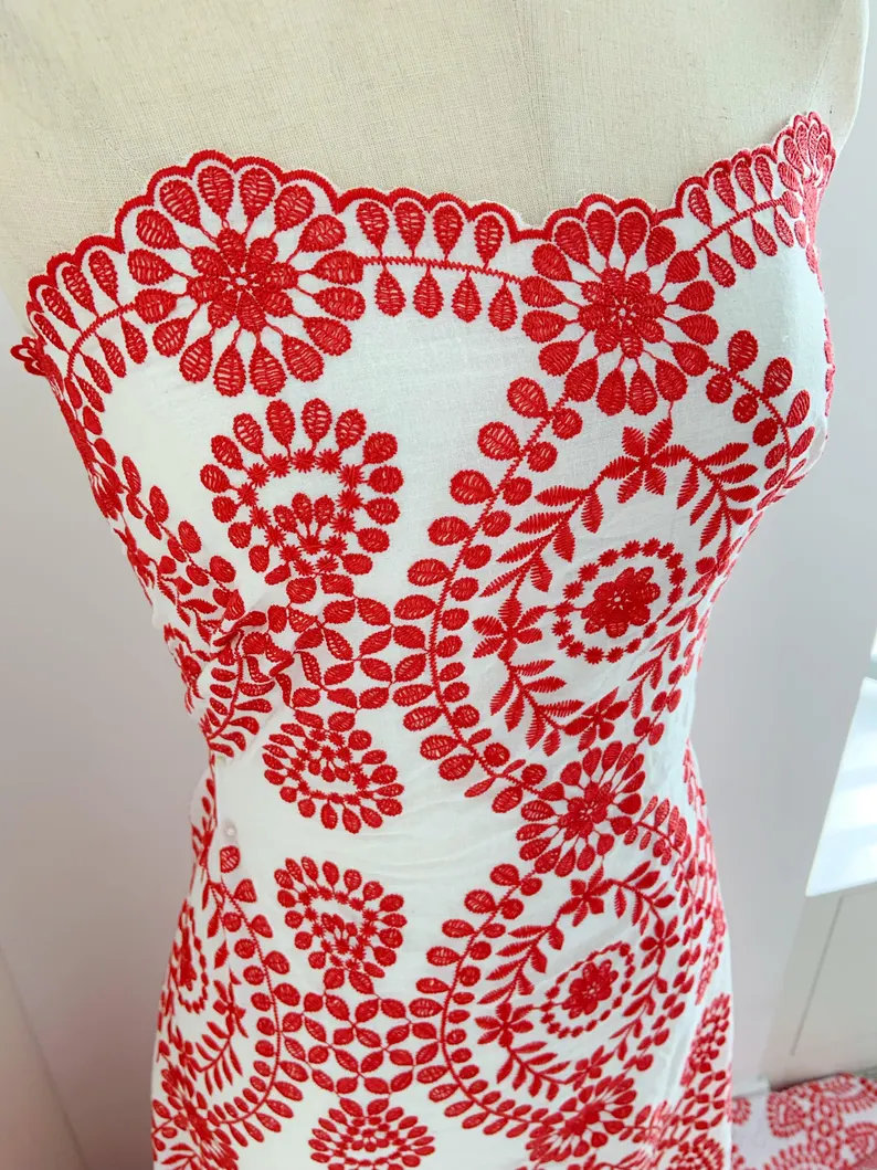 Off white Cotton Eyelet Lace F - Sewing Eyelet Fabric 评论和价格
