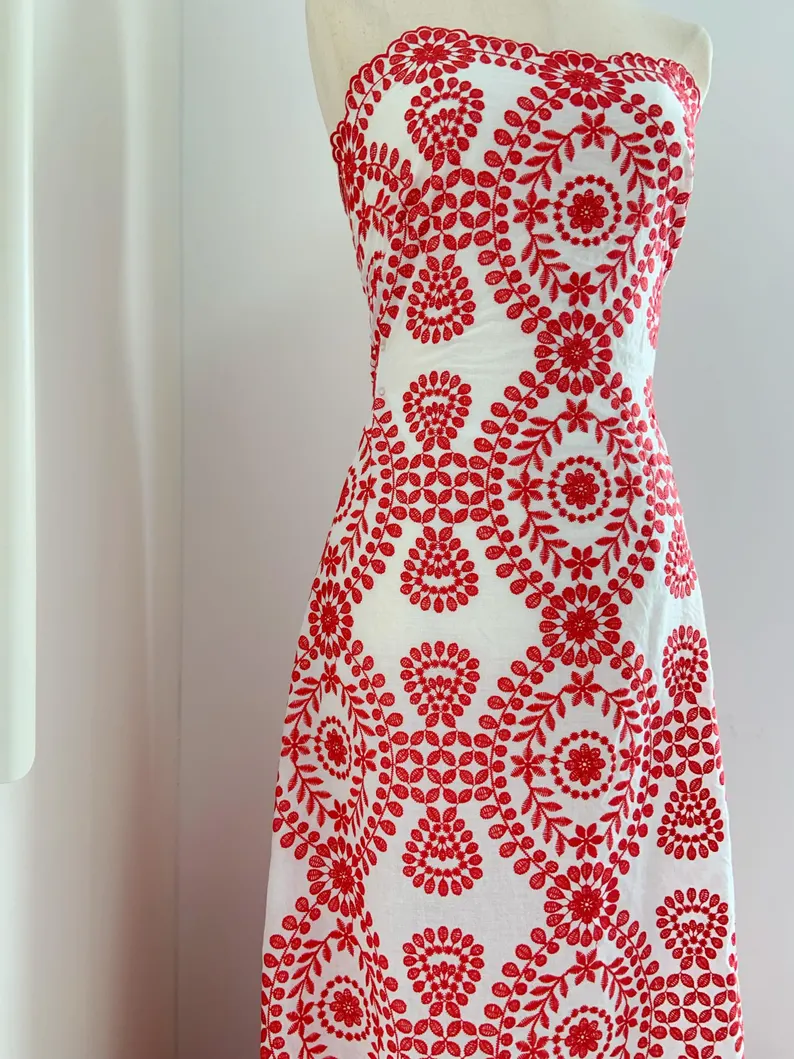 Off white Cotton Eyelet Lace F - Sewing Eyelet Fabric 评论和价格
