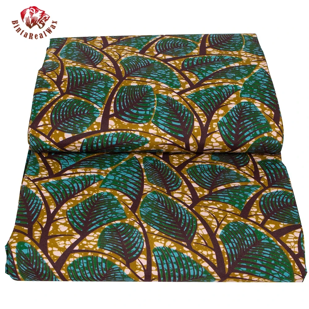 Ankara African Print Leaf Patt - Sewing Batik Fabric 评论和价格