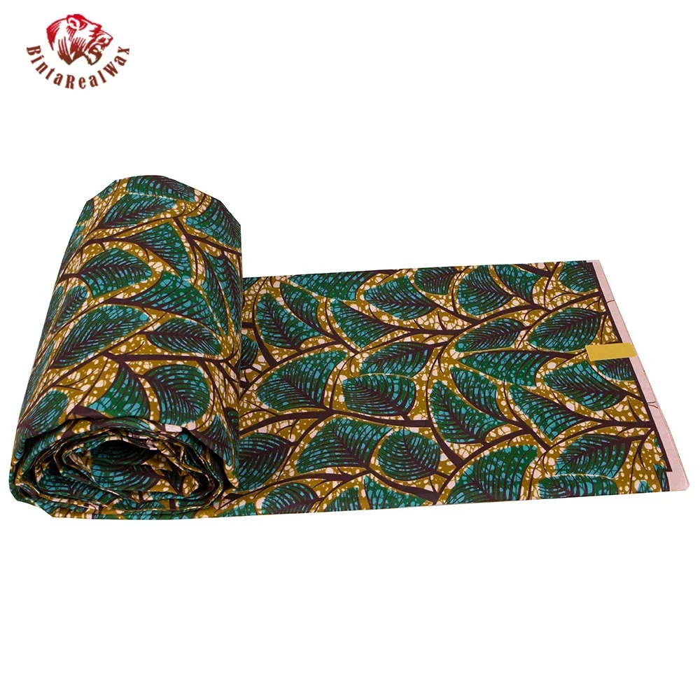 Ankara African Print Leaf Patt - Sewing Batik Fabric 评论和价格