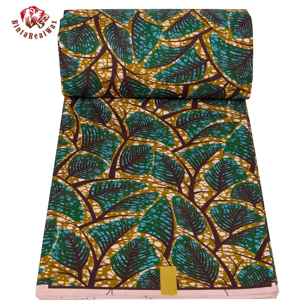 Ankara African Print Leaf Patt - Sewing Batik Fabric 评论和价格