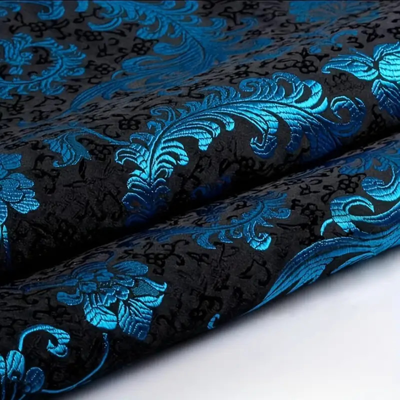 3D Blue Phoenix Tail Brocade F - Sewing Fabric 评论和价格