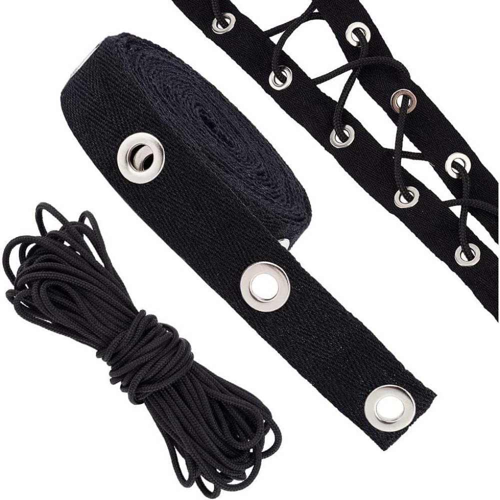 3 Yards Eyelet Tape Trim Black - Sewing Eyelet Fabric 评论和价格
